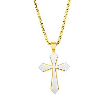Metallo Stainless Steel Brushed Cross Necklace