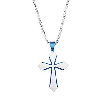 Metallo Stainless Steel Brushed Cross Necklace