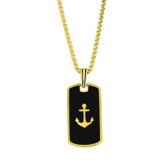 Metallo Stainless Steel Anchor Dog Tag Necklace