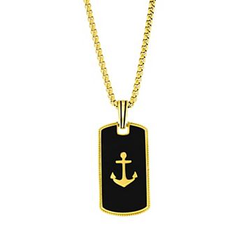 Metallo Stainless Steel Anchor Dog Tag Necklace