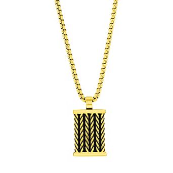 Metallo Stainless Steel Rectangle Chevron Necklace