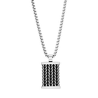 Metallo Stainless Steel Rectangle Chevron Necklace