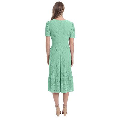 Women's London Times Eyelet Ruffled Wrap Dress