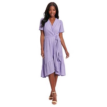 Women's London Times Eyelet Ruffled Wrap Dress