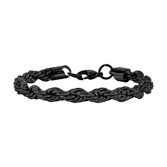 Men's Metallo Steel Black Plated 8mm Rope Bracelet