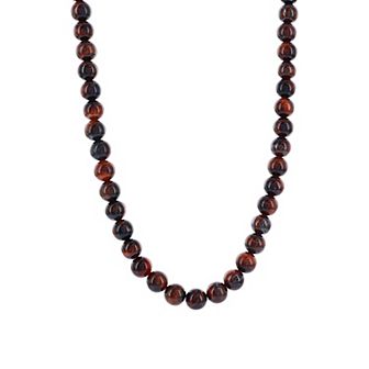 Men's Metallo Steel Red Tiger Eye 8mm Bead Necklace