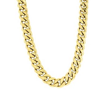 Metallo Men's Stainless Steel Miami Cuban Chain Necklace