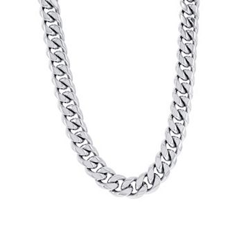 Metallo Men's Stainless Steel Miami Cuban Chain Necklace