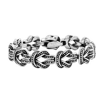 Metallo Men's Oxidized Stainless Steel Knot Bracelet