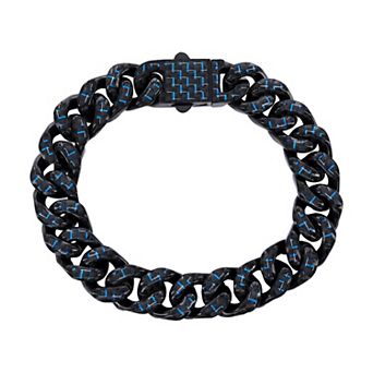 Metallo Stainless Steel Carbon Fiber Cuban Bracelet