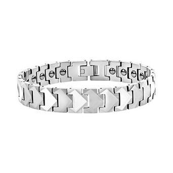 Men's Metallo Tung Black Plated Puzzle Magnetic Link Bracelet