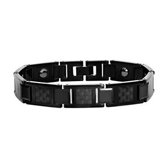 Men's Metallo Tung Black Plated Carbon Fiber Magnetic Bracelet