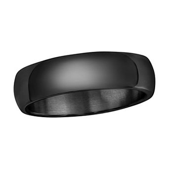 Men's Metallo Steel Black Plated 6mm Polished Ring