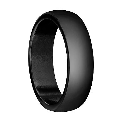 Men's Metallo Steel Black Plated 6mm Polished Ring