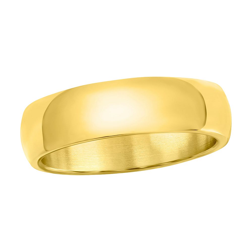 Men's Metallo Steel Gold-Plated 6mm Polished Ring