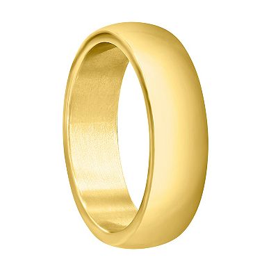 Men's Metallo Steel Gold-Plated 6mm Polished Ring