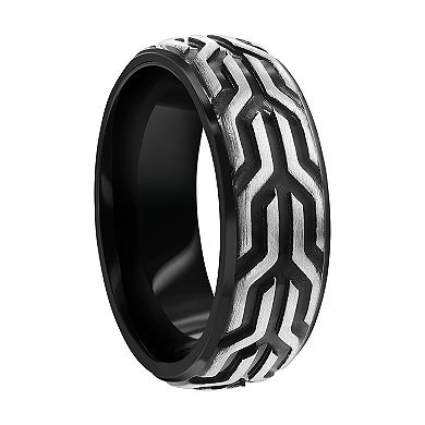 Metallo Men's Black Ion Plated Stainless Steel Ring