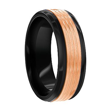 Metallo Men's Two Tone Stainless Steel Cubic Zirconia Ring