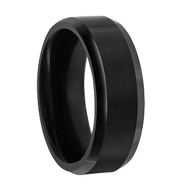 Men's Metallo Tung Black Brushed & Polished 8mm Ring