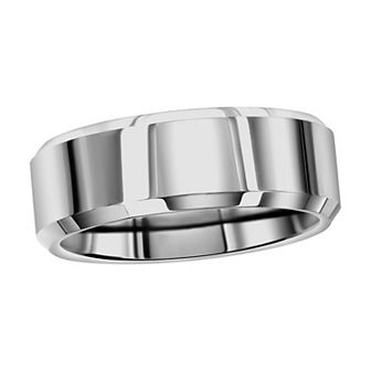 Men's Metallo Tung Polished Silver 8mm Ring