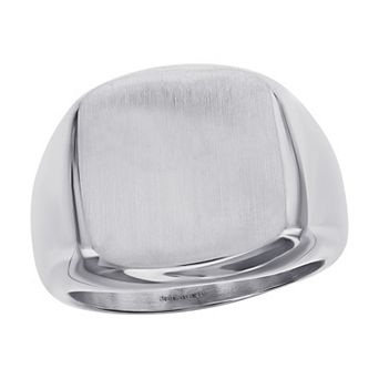 Metallo Men's Stainless Steel Brushed Square Ring