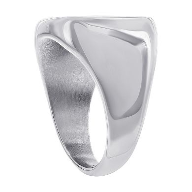 Metallo Men's Stainless Steel Brushed Square Ring