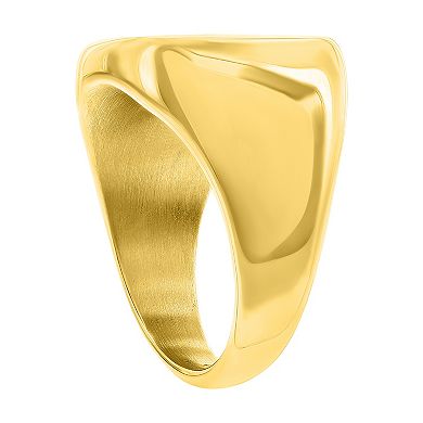 Metallo Men's Gold Tone Stainless Steel Brushed Square Ring