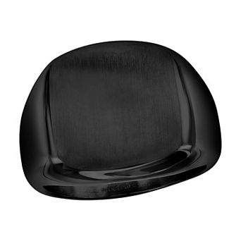 Metallo Men's Black Ion-Plated Stainless Steel Brushed Square Ring