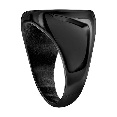 Metallo Men's Black Ion-Plated Stainless Steel Brushed Square Ring