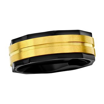 Metallo Men's Two Tone Stainless Steel Satin Ring