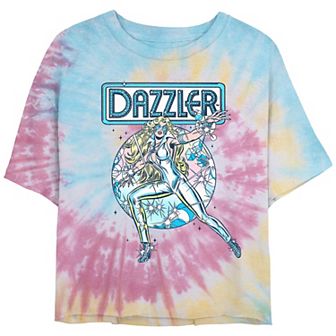 Juniors' Dazzler Sparkle Stamp Crop Top Tie Dye Graphic Tee