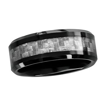 Men's Metallo Tung Black Plated Carbon Fiber Ring