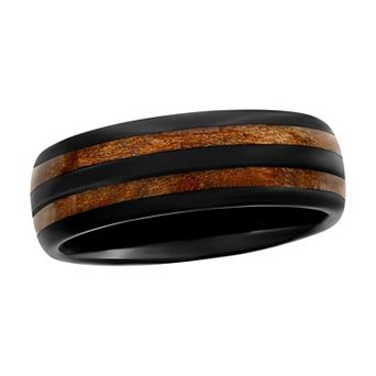 Men's Metallo Tung Black Genuine Wood Ring