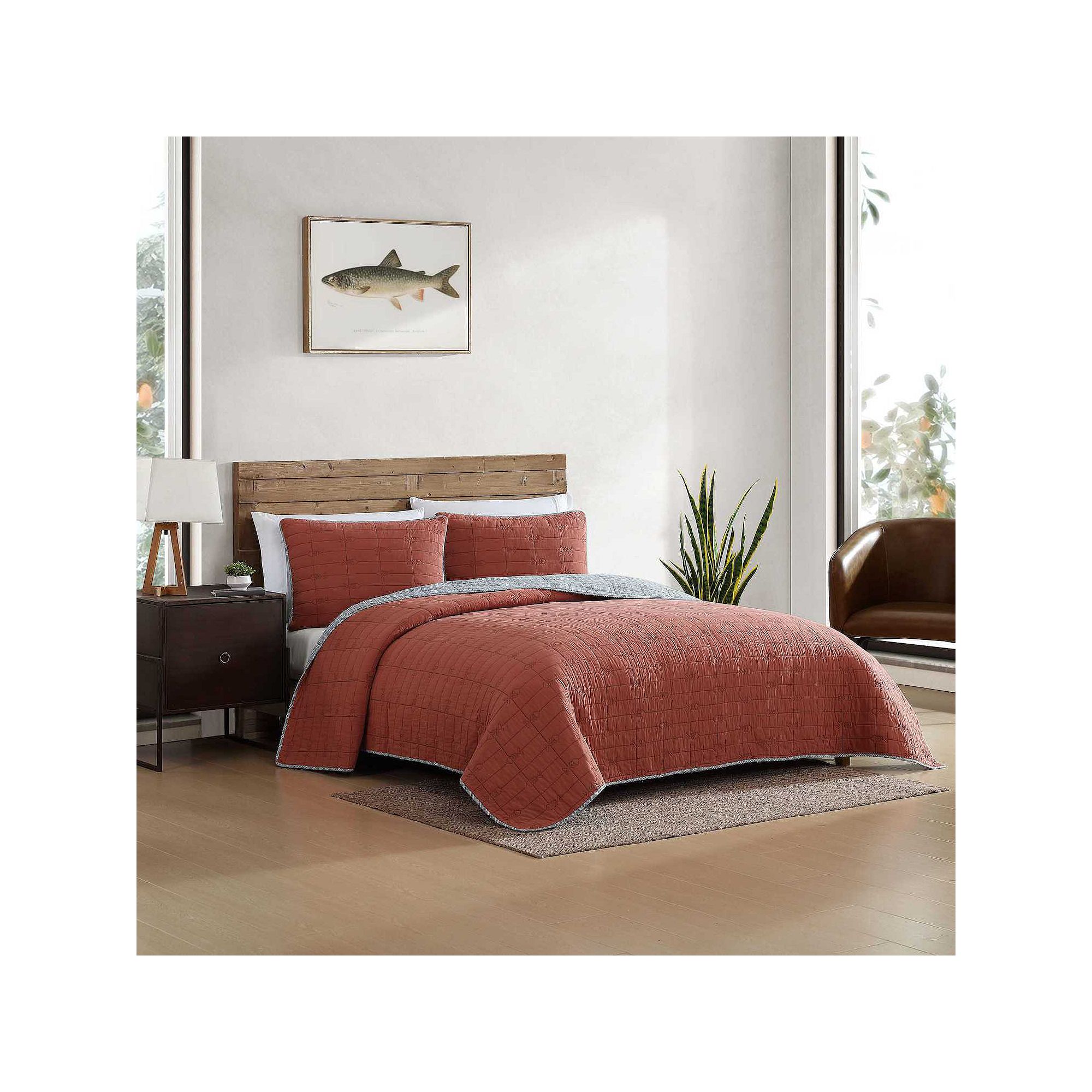Eddie Bauer Troutdale Reversible Quilt Set, Orange