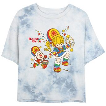 Juniors' Rainbow Brite And Twink Marching Crop Top Bombard Wash Graphic Tee