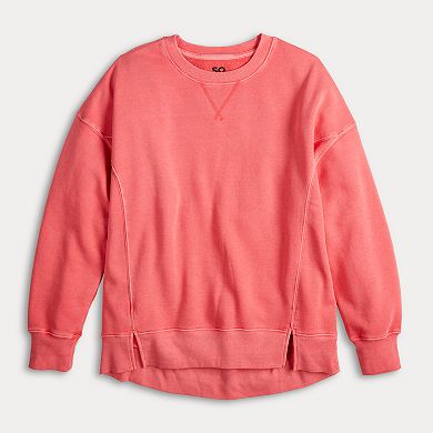 Juniors' SO® Oversized Fleece Tunic Pullover