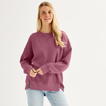 Juniors' SO® Oversized Fleece Tunic Pullover
