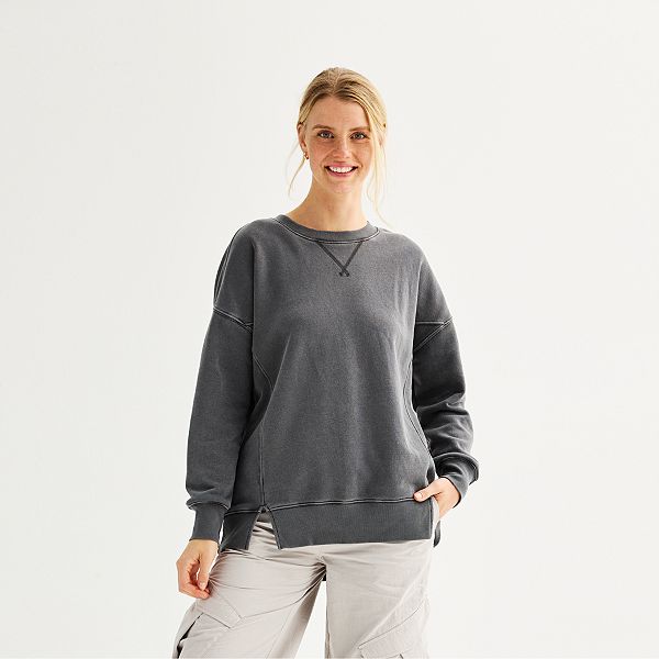Juniors' SO® Oversized Fleece Tunic Pullover - Black Luxe (SMALL)