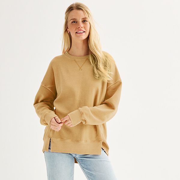 Juniors' SO® Oversized Fleece Tunic Pullover - Cedar Elm (X LARGE)