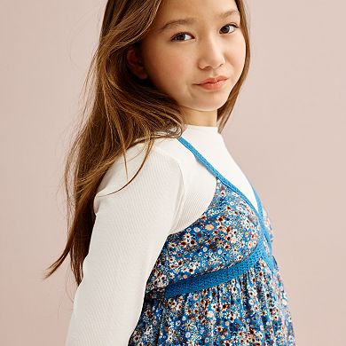 Girls 6-20 SO® 2-pc. Long Sleeve Tee & Lace Trim Dress Set in Regular & Plus Size