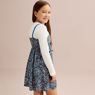 Girls 6-20 SO® 2-pc. Long Sleeve Tee & Lace Trim Dress Set in Regular & Plus Size