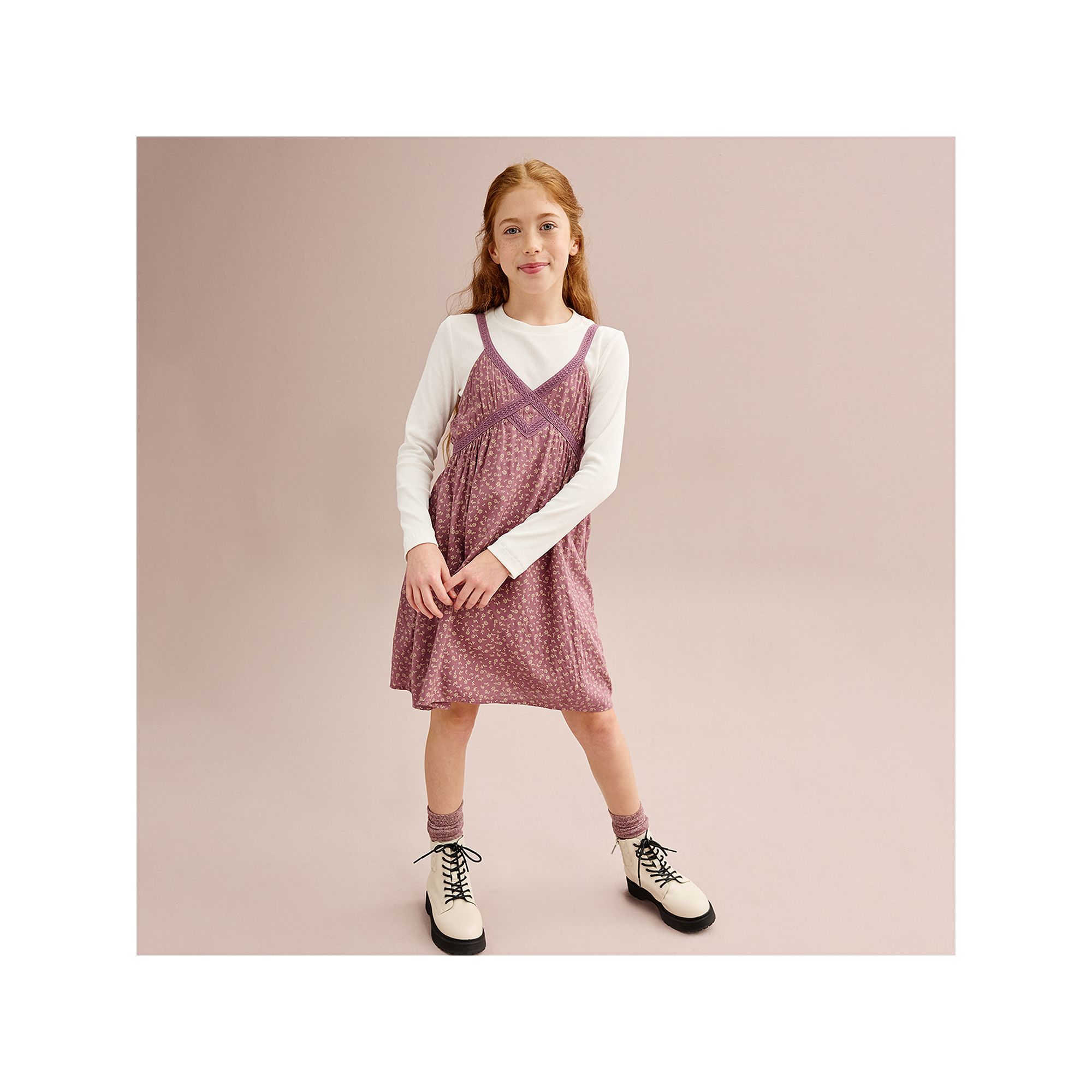 Girls 6-20 SO® 2-pc. Long Sleeve Tee & Lace Trim Dress Set in Regular & Pl