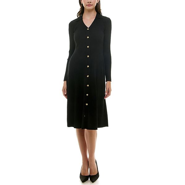 Dress Casual Midi By MAISON TARA In Black, Size: 10 main image 1
