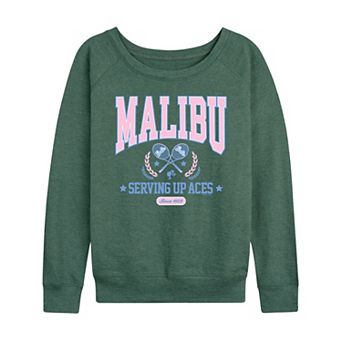 Women's Barbie® Malibu Varsity Graphic French Terry Long Sleeve Tee