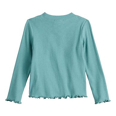 Baby & Toddler Girl Jumping Beans® Mock Neck Lettuce Edge Long Sleeve T-Shirt