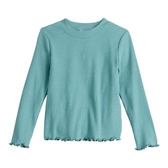 Baby & Toddler Girl Jumping Beans® Mock Neck Lettuce Edge Long Sleeve T-Shirt