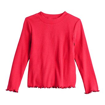 Baby & Toddler Girl Jumping Beans® Mock Neck Lettuce Edge Long Sleeve T-Shirt