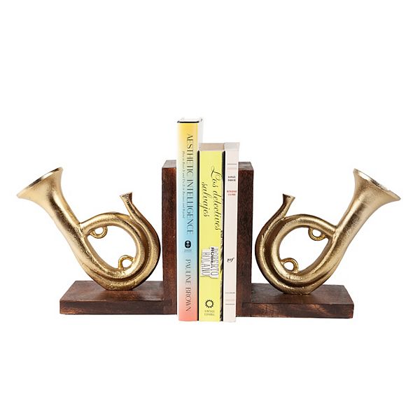 French Horn Bookend Set