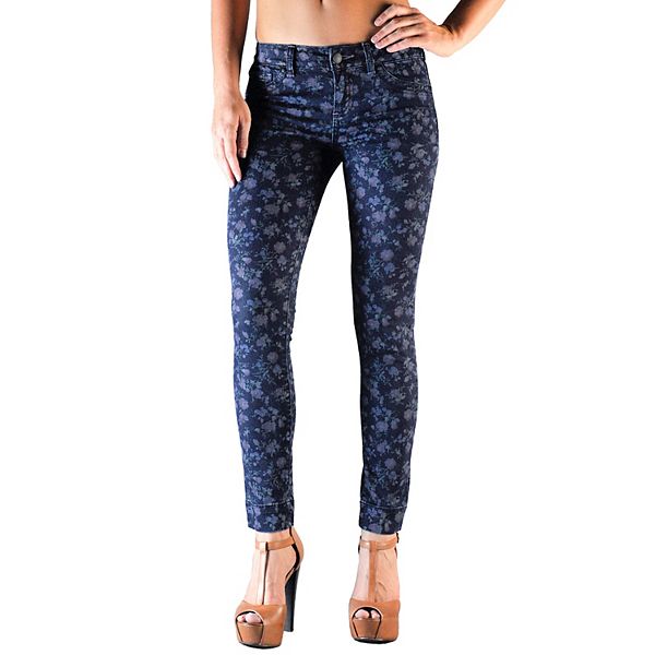 Women's Slim Fit Stretch Denim Rose Floral Print Jeans