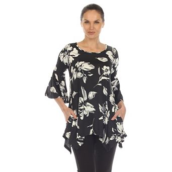 Women's Floral Print Bell Sleeve Tunic Top